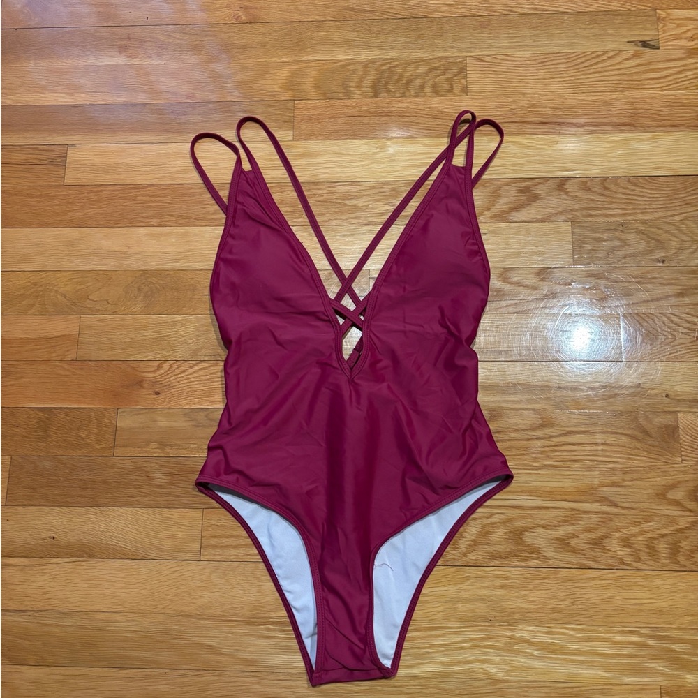 Burgundy One Piece Swimsuit